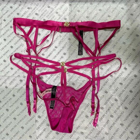 Victoria's Secret Strappy Logo Garter Belt and Panty - Picture 1 of 7